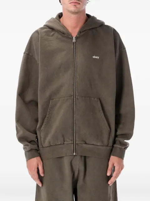 Obey logo-print zip-up hoodie