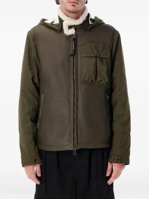 C.P. Company Montone curly leather mixed goggle jacket