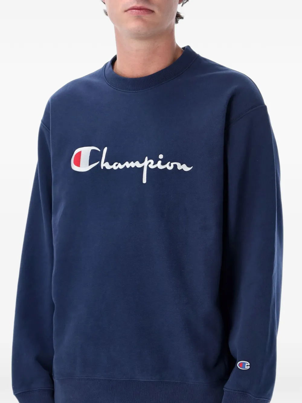 Champion Reverse Weave sweater met geborduurd logo Blauw
