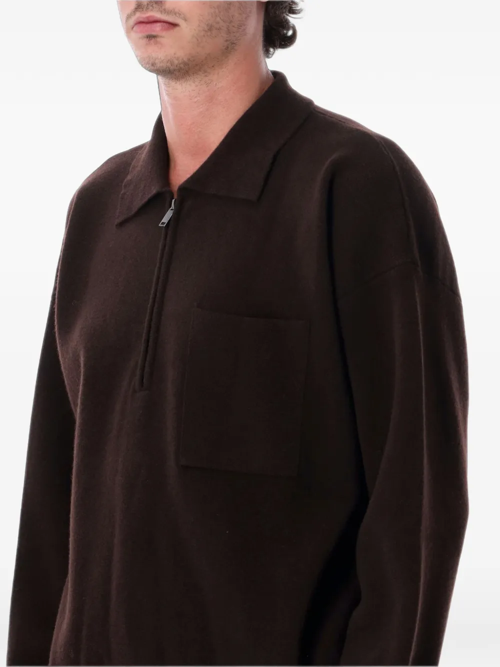 Roberto Collina quarter-zip chest-pocket sweater Bruin