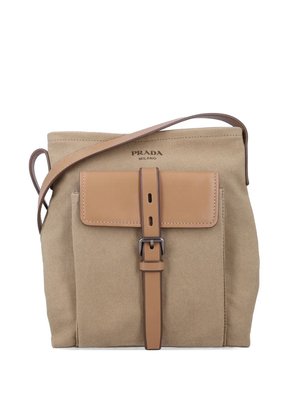 Prada buckle-fastening front-pocket messenger bag - Marrone