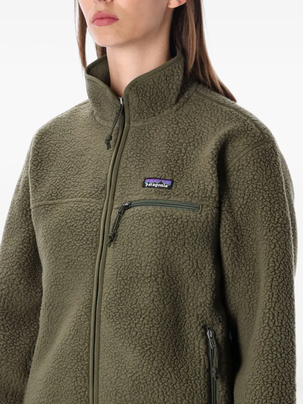 Patagonia Fleece jack met logopatch Groen
