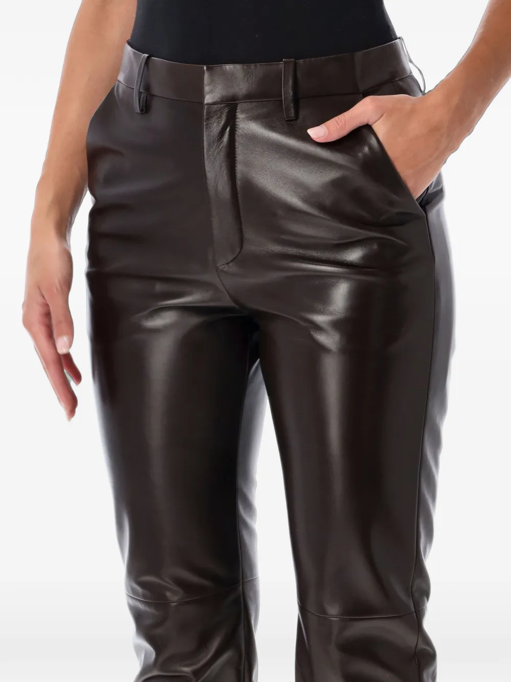 Ralph Lauren Collection Bandbury leren broek Bruin