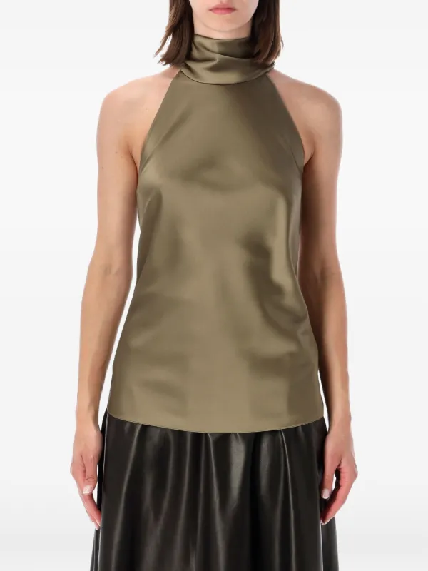 Ralph Lauren Collection Halterneck Tie-back Top in Green