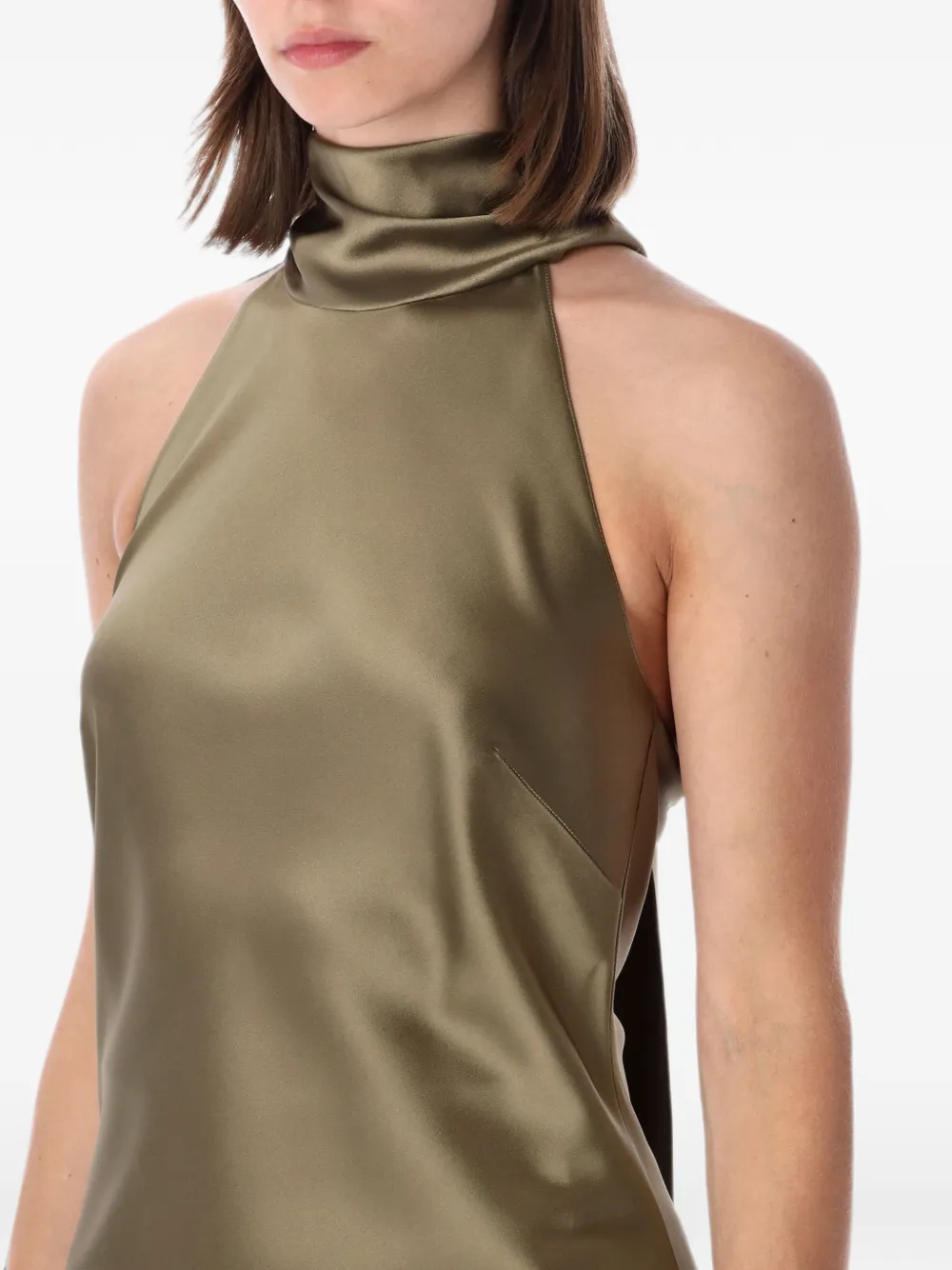 Ralph Lauren Collection Halterneck Tie-back Top in Green, view 3