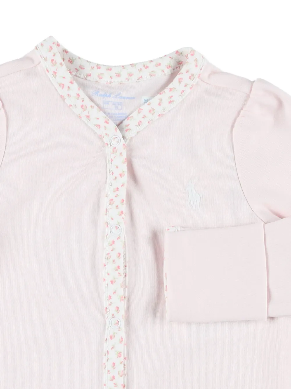 POLO RALPH LAUREN KIDS Pyjama met geborduurde bloemen en logo Roze