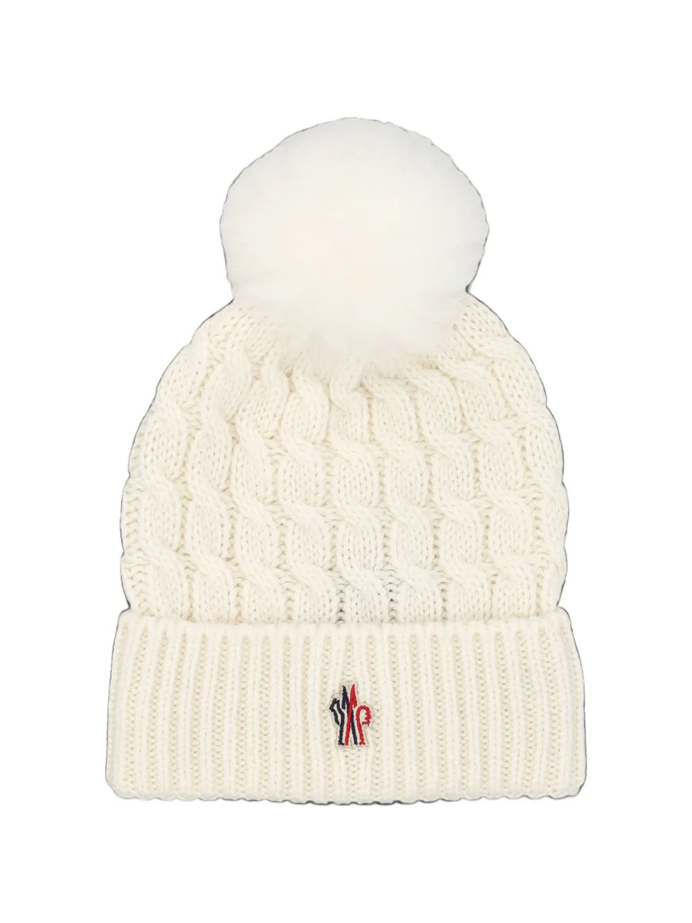 Moncler Grenoble cable-knit pompom beanie hat Wit