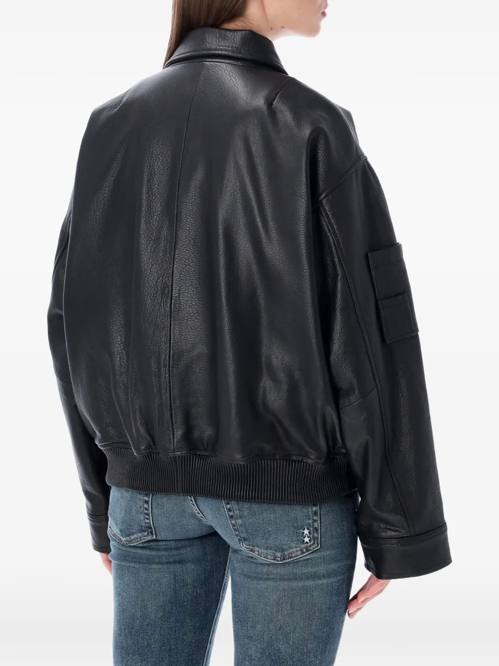 Sword bomber leather jacket Zwart