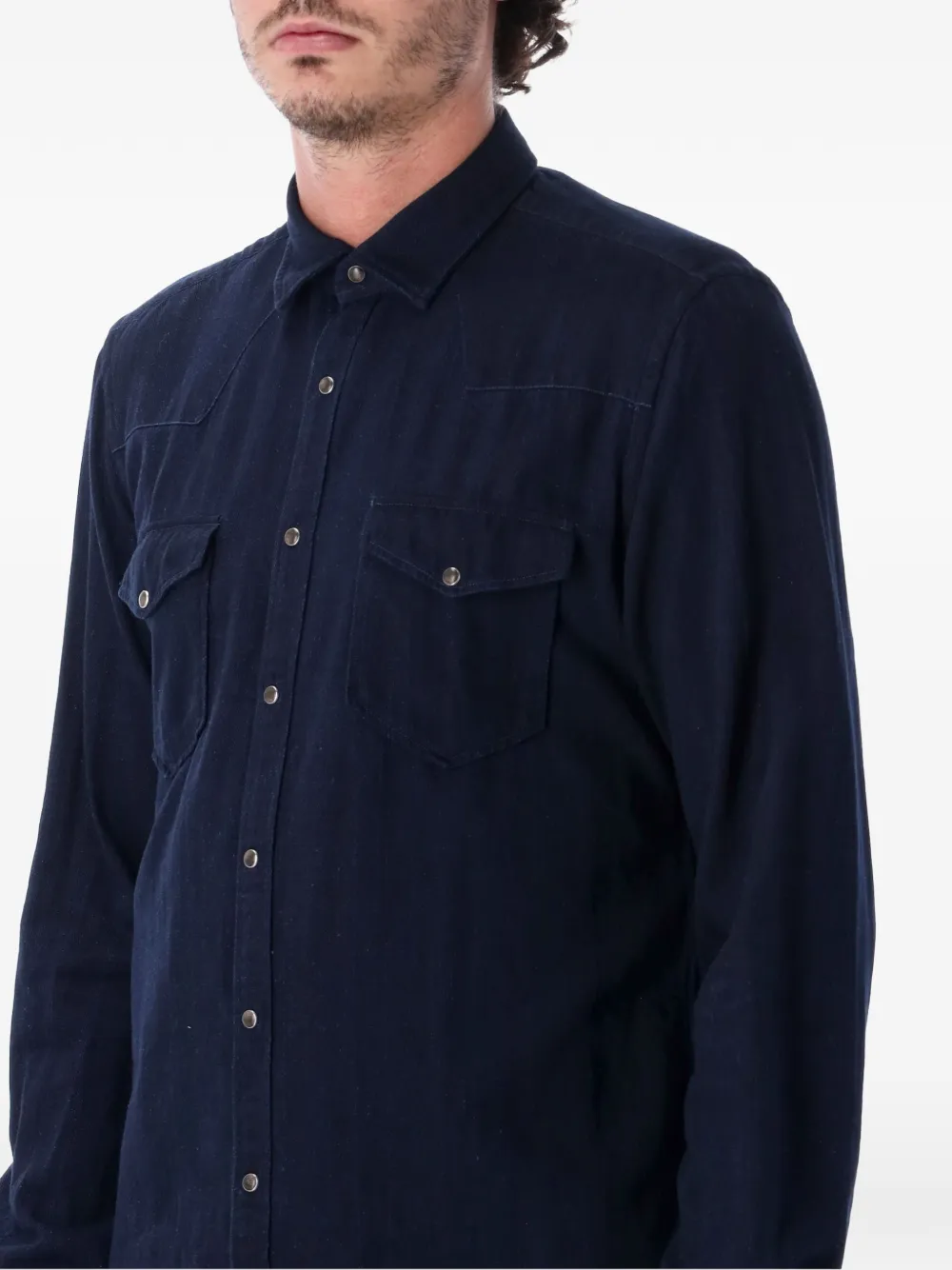 Xacus western-yoke pocket-detail shirt Blauw
