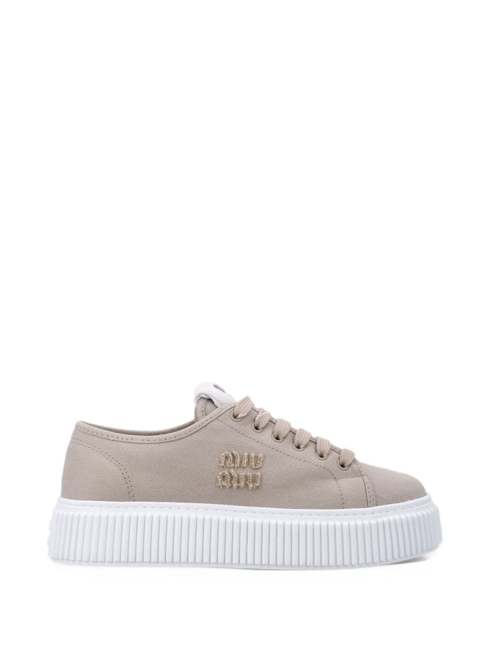 Miu Miu denim sneakers with logo - Toni neutri