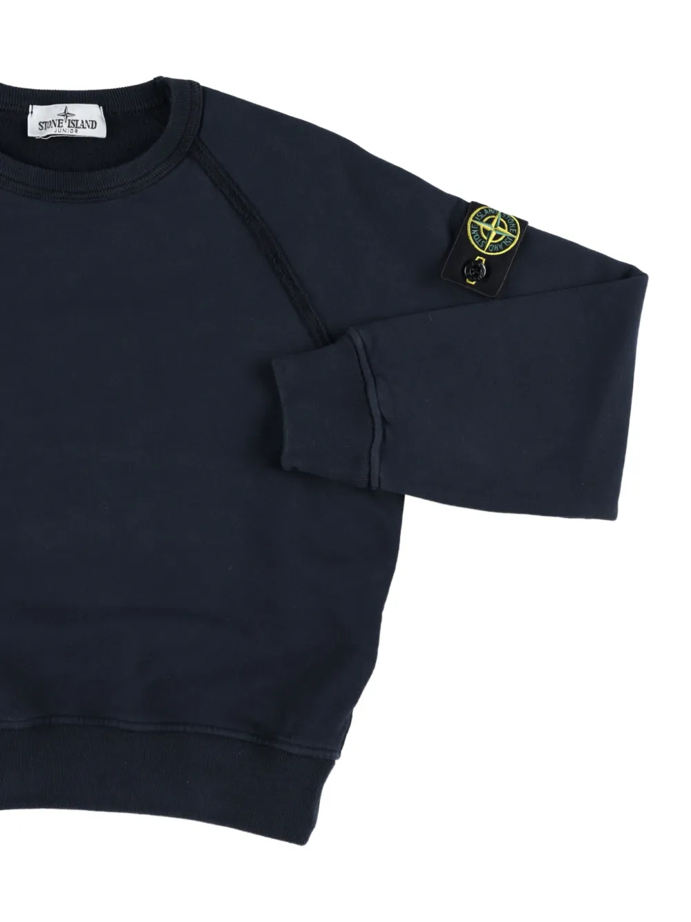 Stone Island Junior Trui met logopatch en raglan mouwen Blauw