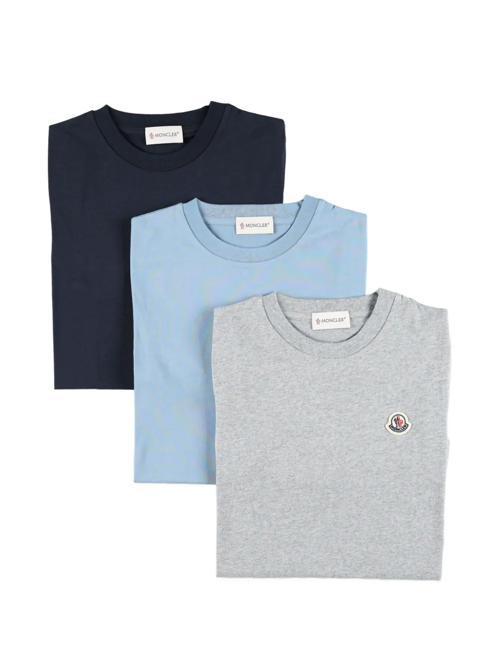 Moncler Enfant Drie T-shirten met logopatch Grijs