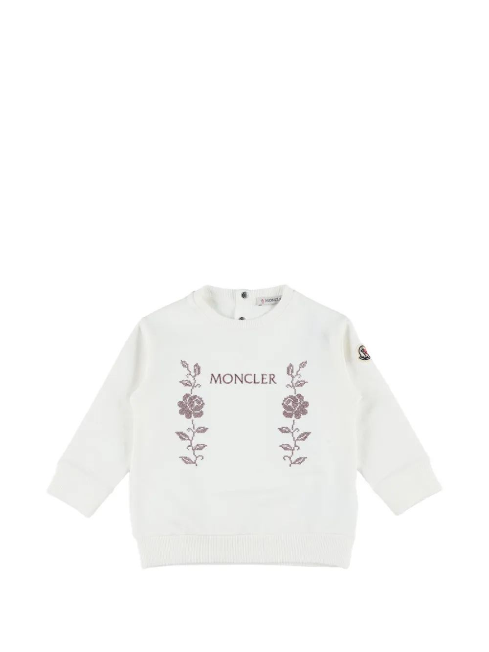 Moncler Enfant Geribbelde romper met bloemen-print Wit