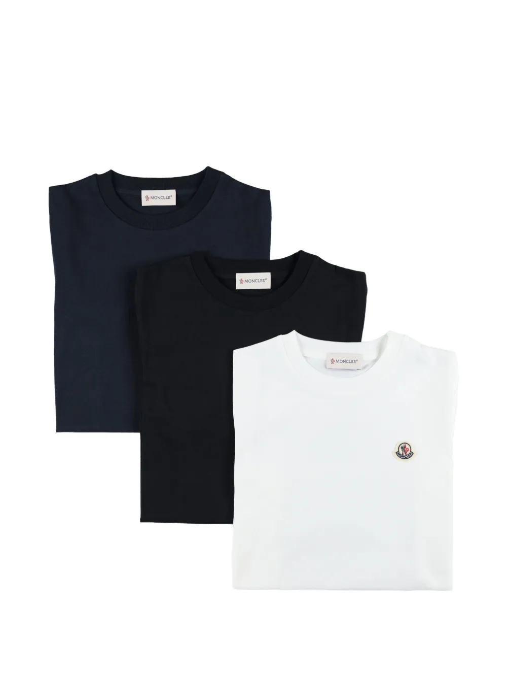Moncler Enfant Drie T-shirten met logopatch Blauw