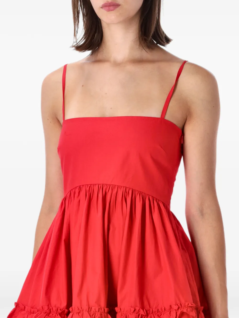 GANNI Jurk met katoenen print Rood