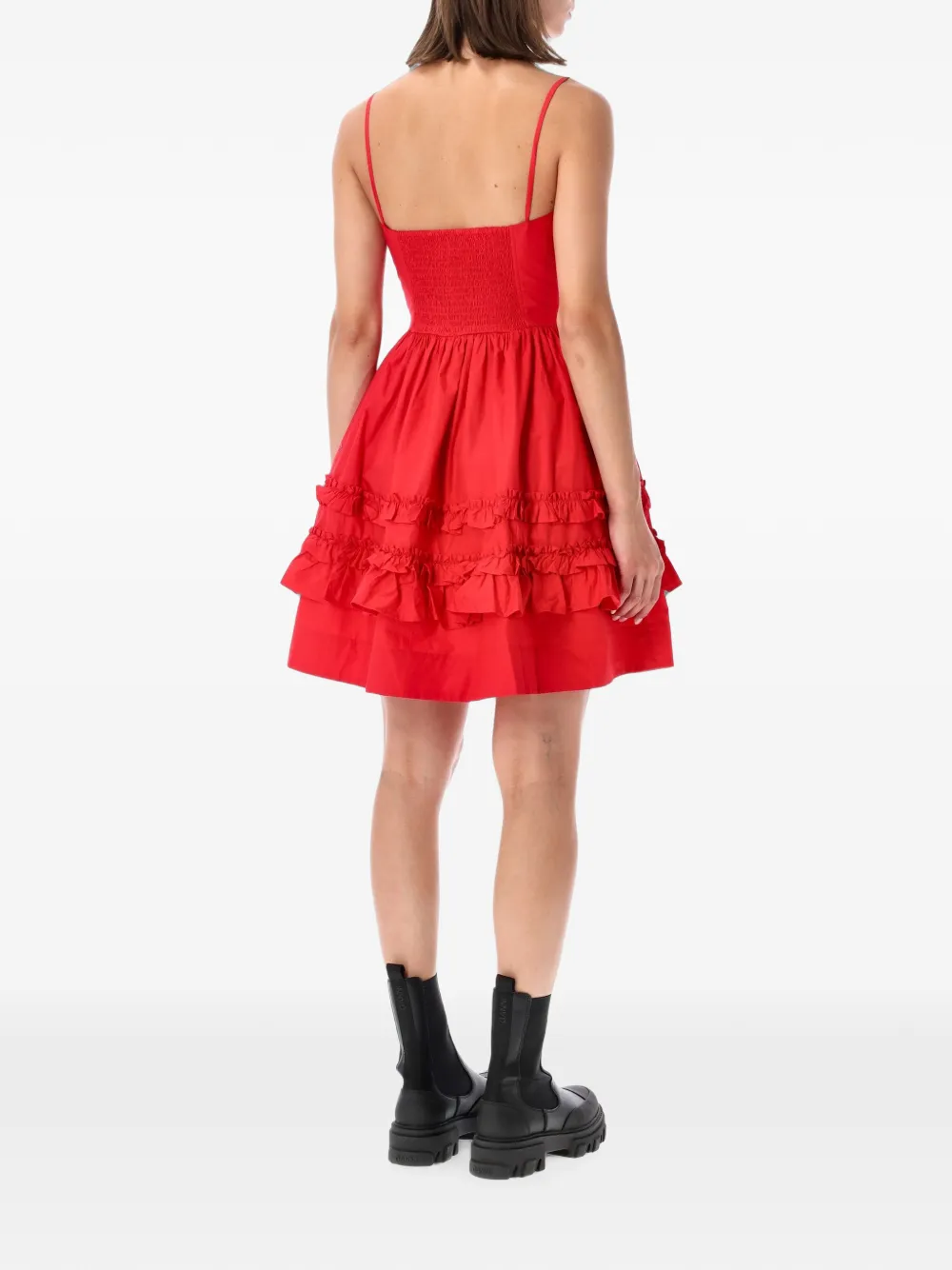 GANNI Jurk met katoenen print Rood