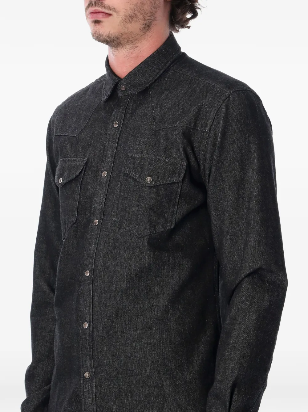 Xacus flap-pockets denim shirt Zwart