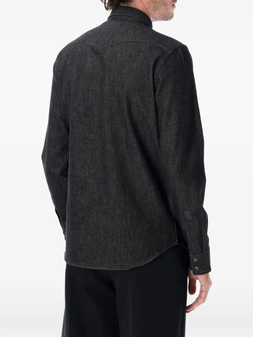 Xacus flap-pockets denim shirt Zwart