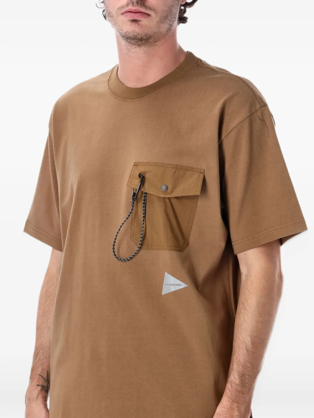 and Wander flap-pocket logo-print T-shirt Bruin