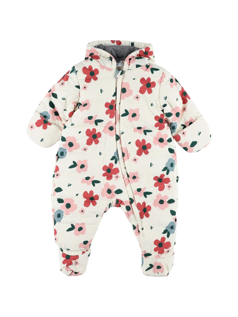 Petit Bateau combinaison de ski matelassée à fleurs - Tons neutres Petit Bateau combinaison de ski matelassée à fleurs - Tons neutres