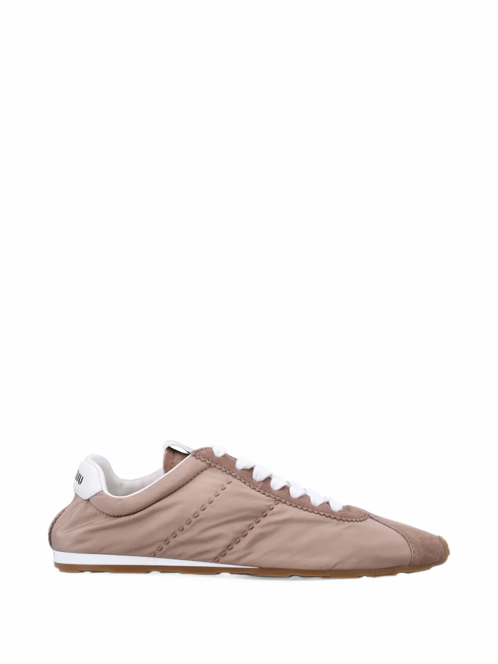 Miu Miu suede-trim topstitched sneakers - Nude