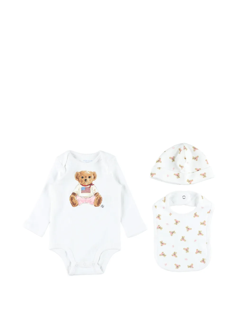 POLO RALPH LAUREN KIDS Set neonato Polo Bear con stampa grafica - Bianco