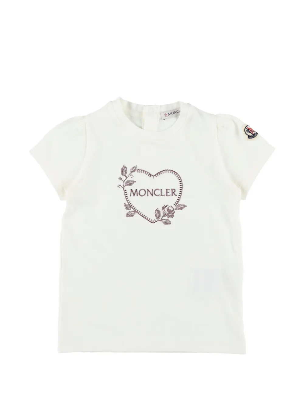 Moncler Enfant logo-embroidered heart-motif T-shirt Wit