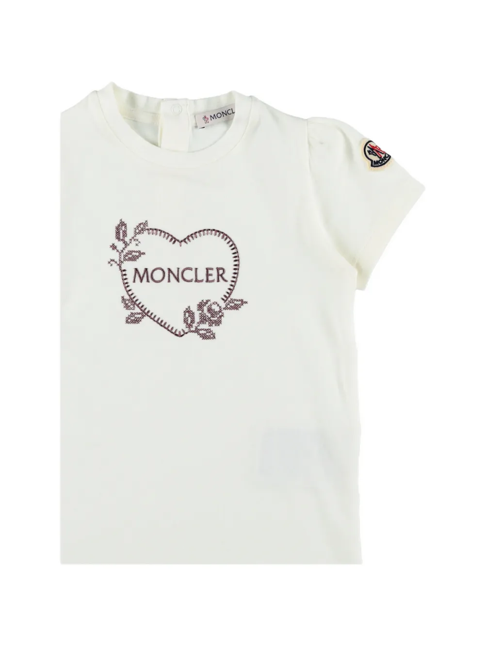 Moncler Enfant logo-embroidered heart-motif T-shirt Wit