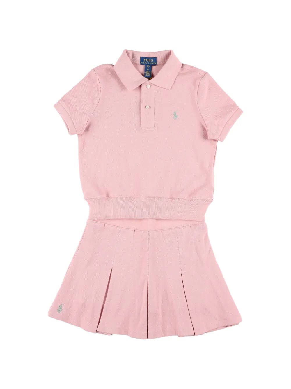 POLO RALPH LAUREN KIDS pleated piqué polo skort set - Rosa