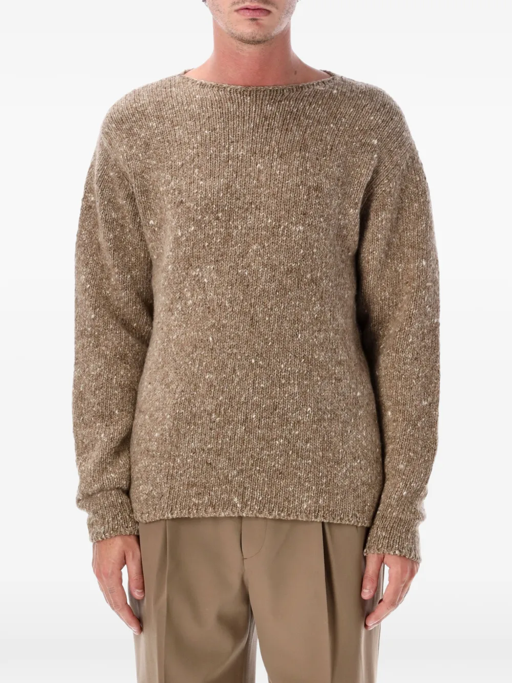 Auralee flecked boat-neck sweater