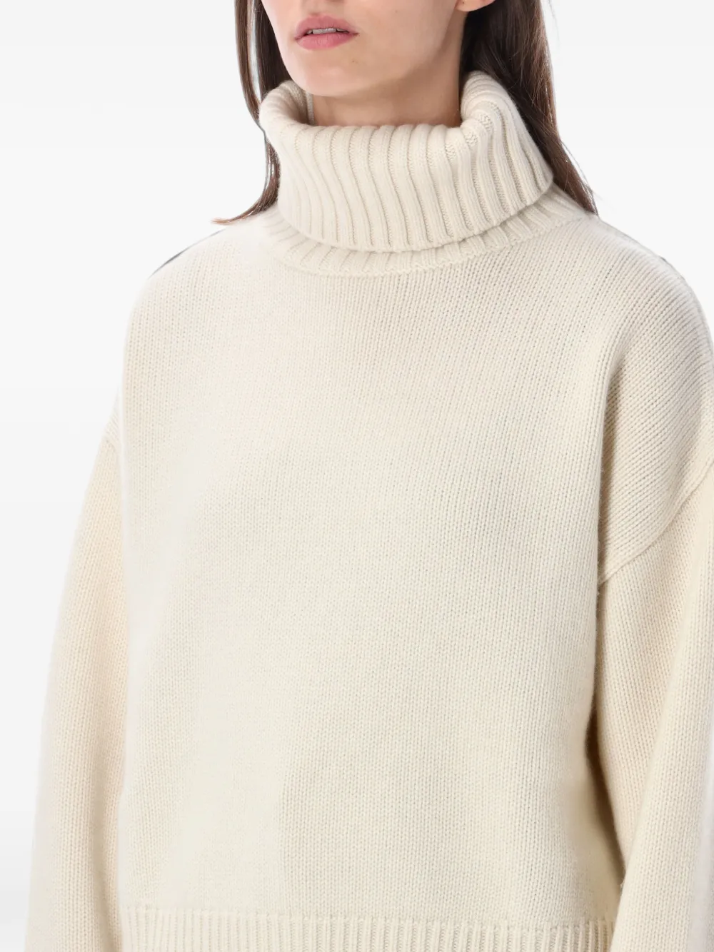 extreme cashmere Crop Xtra roll-neck sweater Beige