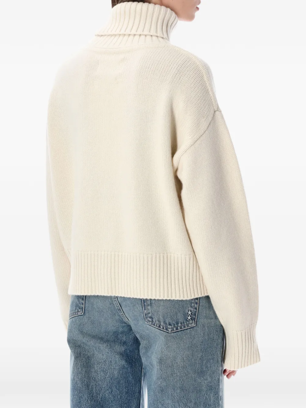 extreme cashmere Crop Xtra roll-neck sweater Beige