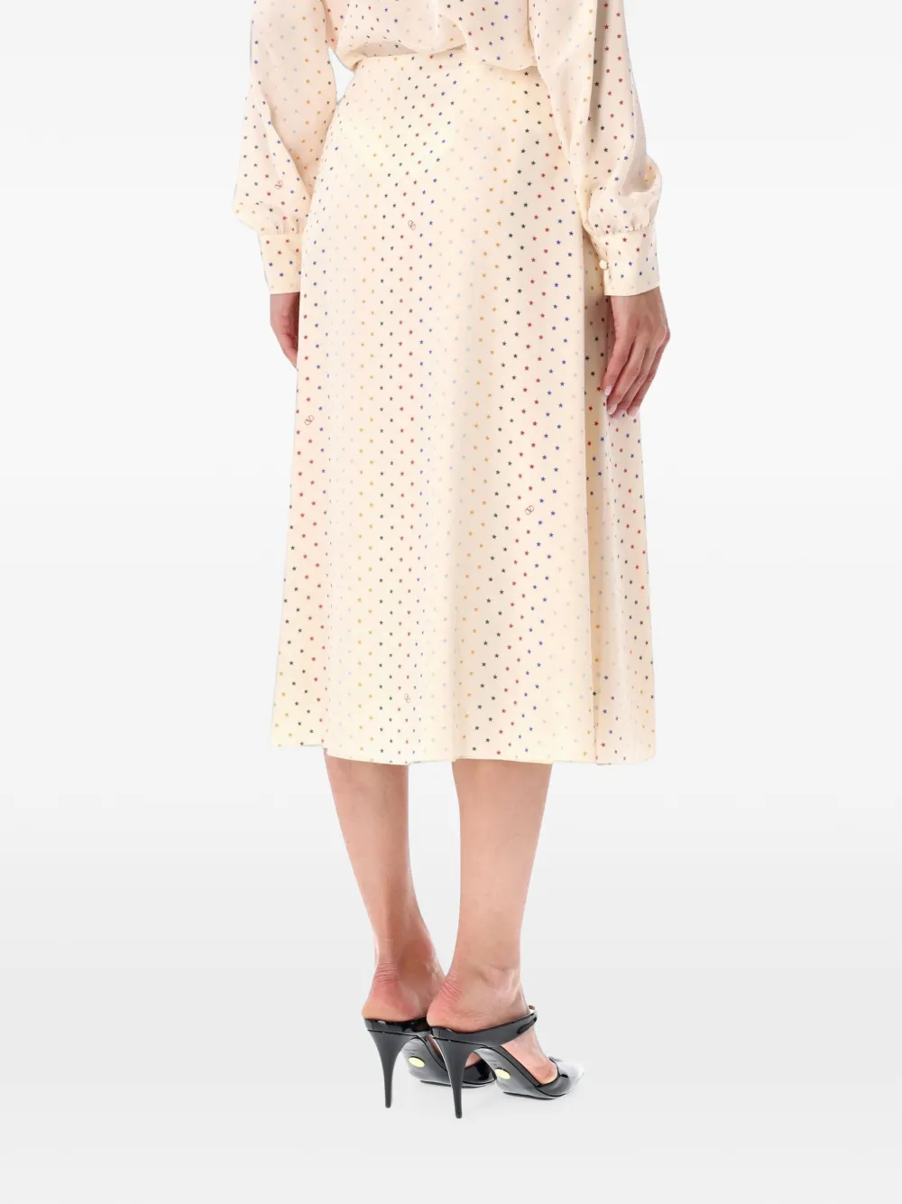 Valentino Garavani vLogo midi-rok met sterren-print Beige