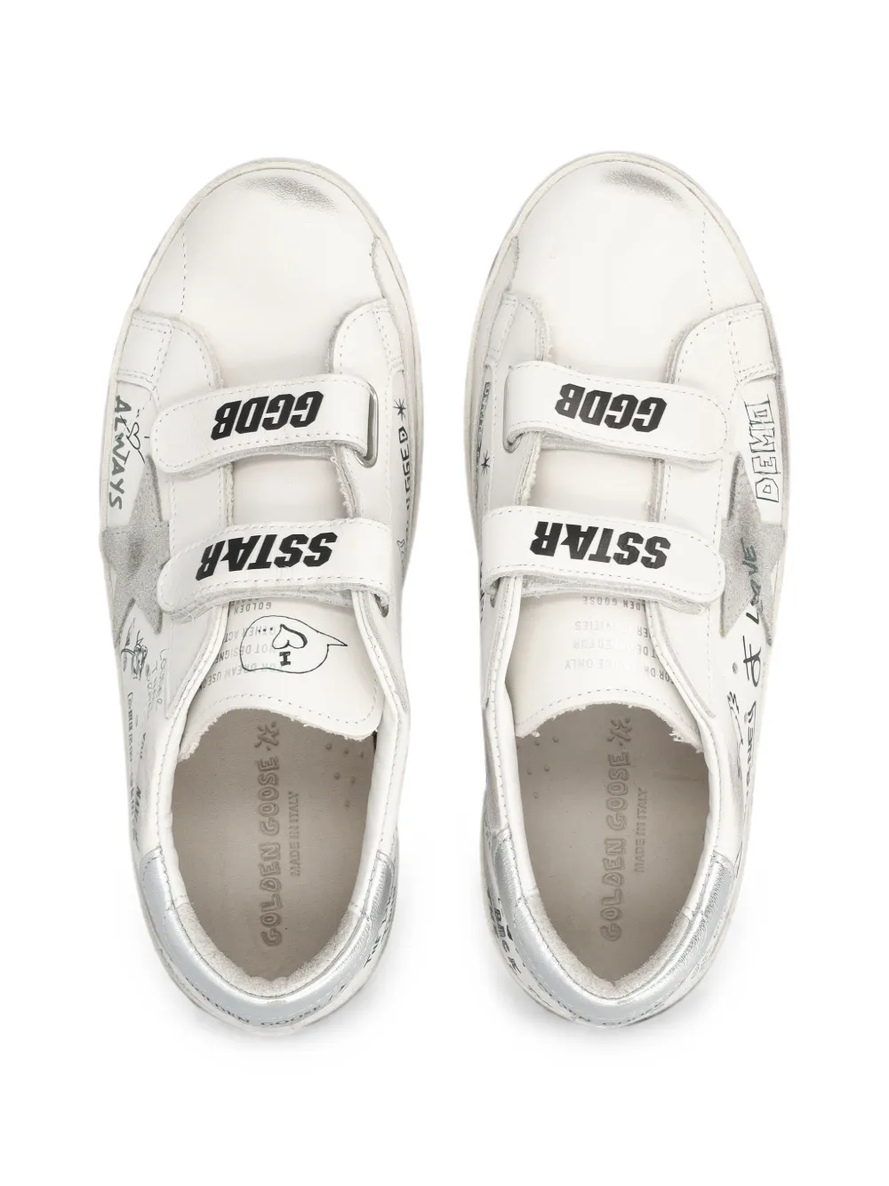 Golden Goose Kids Old School touch-strap sneakers Wit