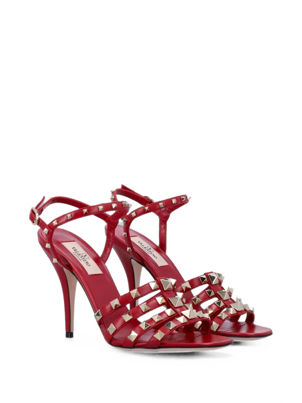 Valentino Garavani Rockstud kidskin sandals 100mm Rood