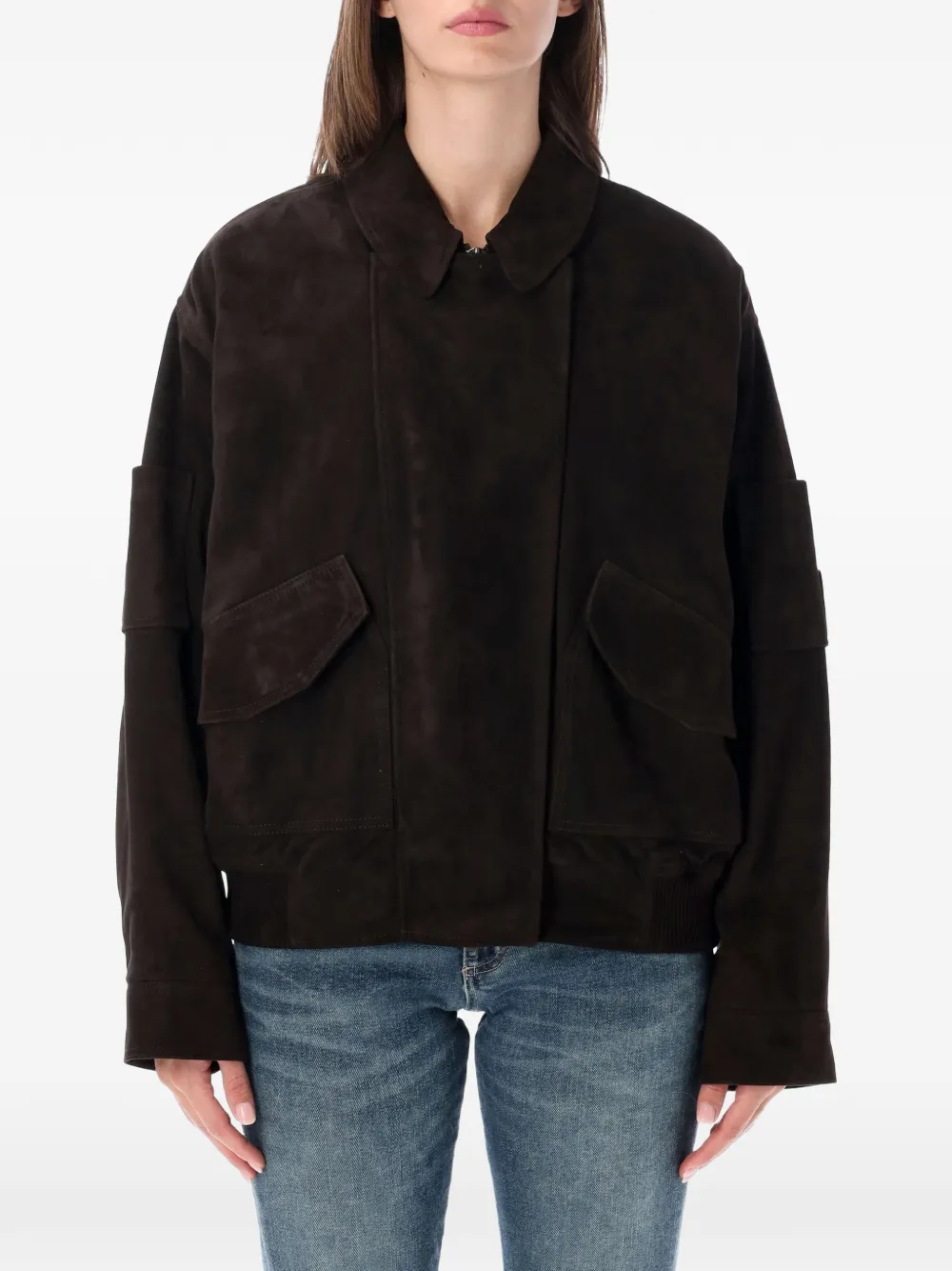 Sword suede bomber jacket - Braun
