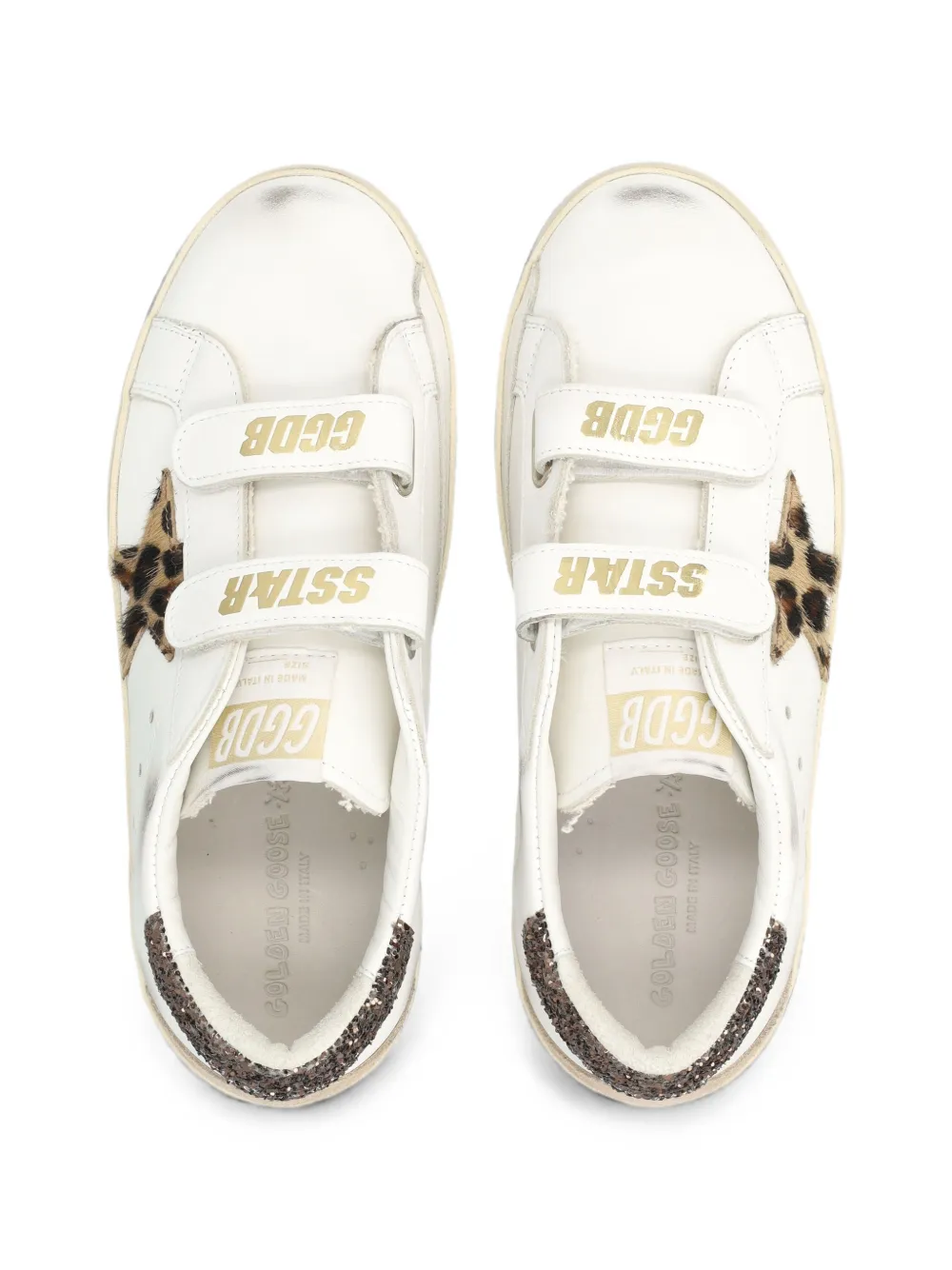 Golden Goose Kids Old School leopard-print sneakers Wit