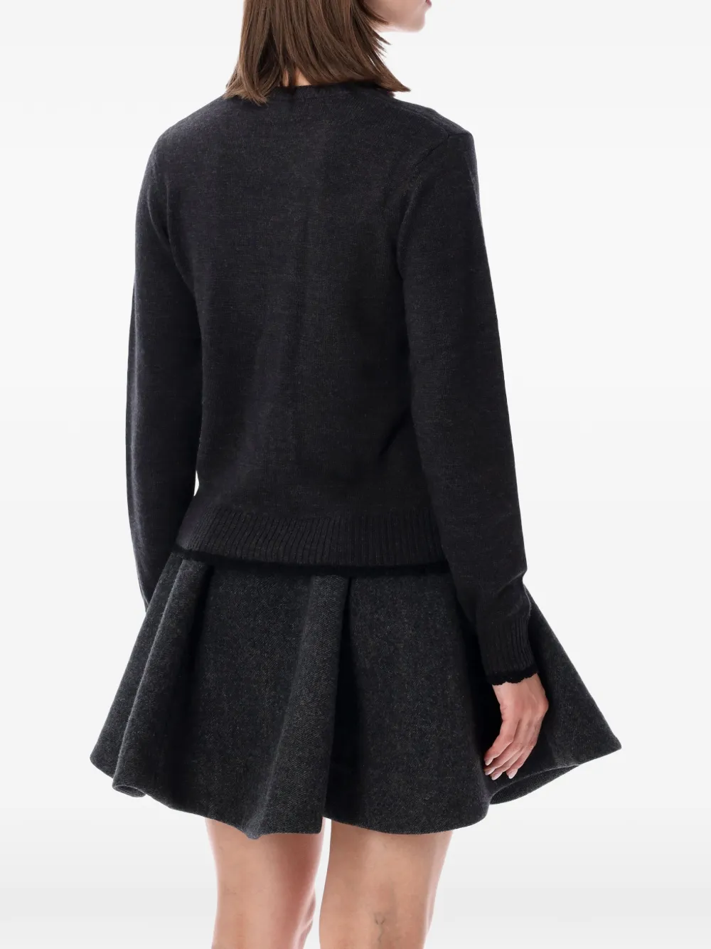 GANNI logo-patch crew-neck sweater Grijs