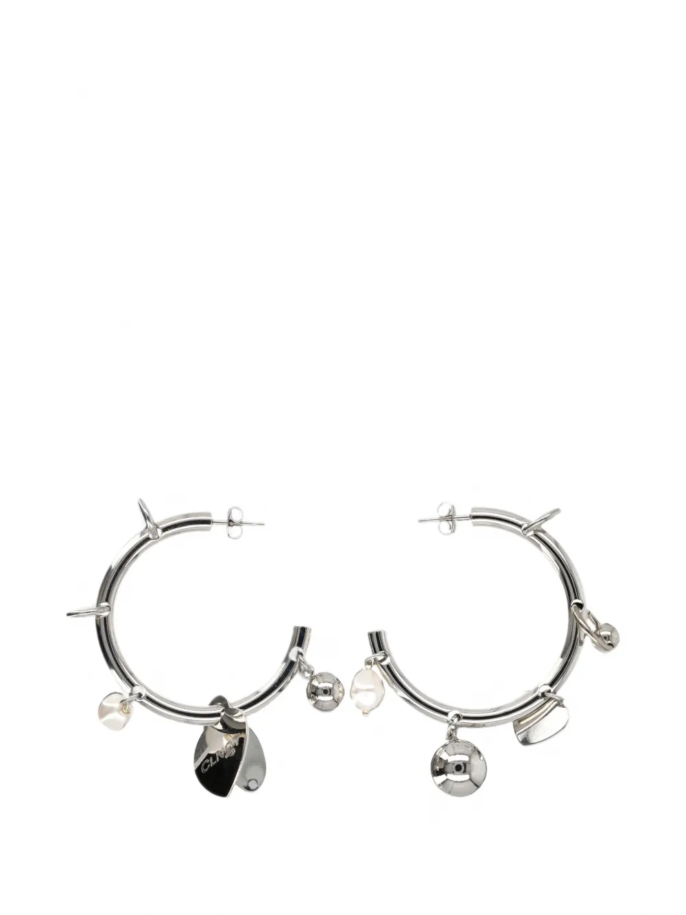 Justine Clenquet Britt charm-detail hoop earrings - Argento
