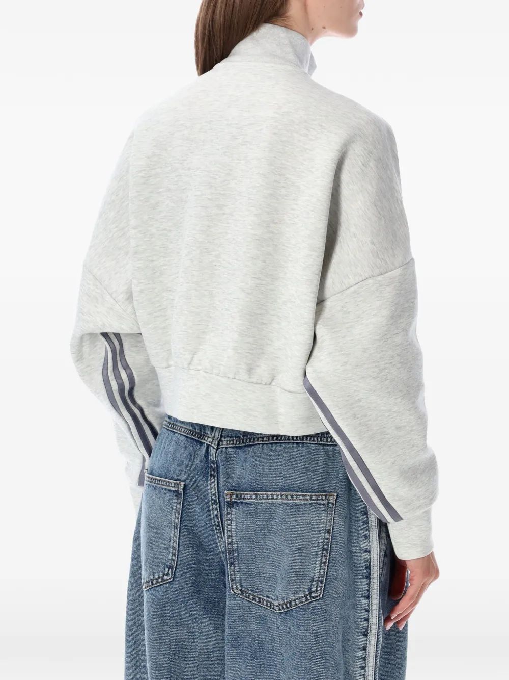 adidas Spacer trui met geborduurd logo en gestreepte mouwen Grijs