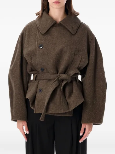 LEMAIRE short Wrap coat in felted wool and alpaca blend