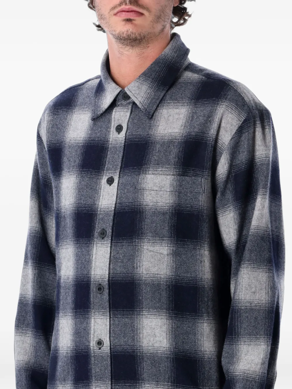 A.P.C. light grey checked overshirt Grijs
