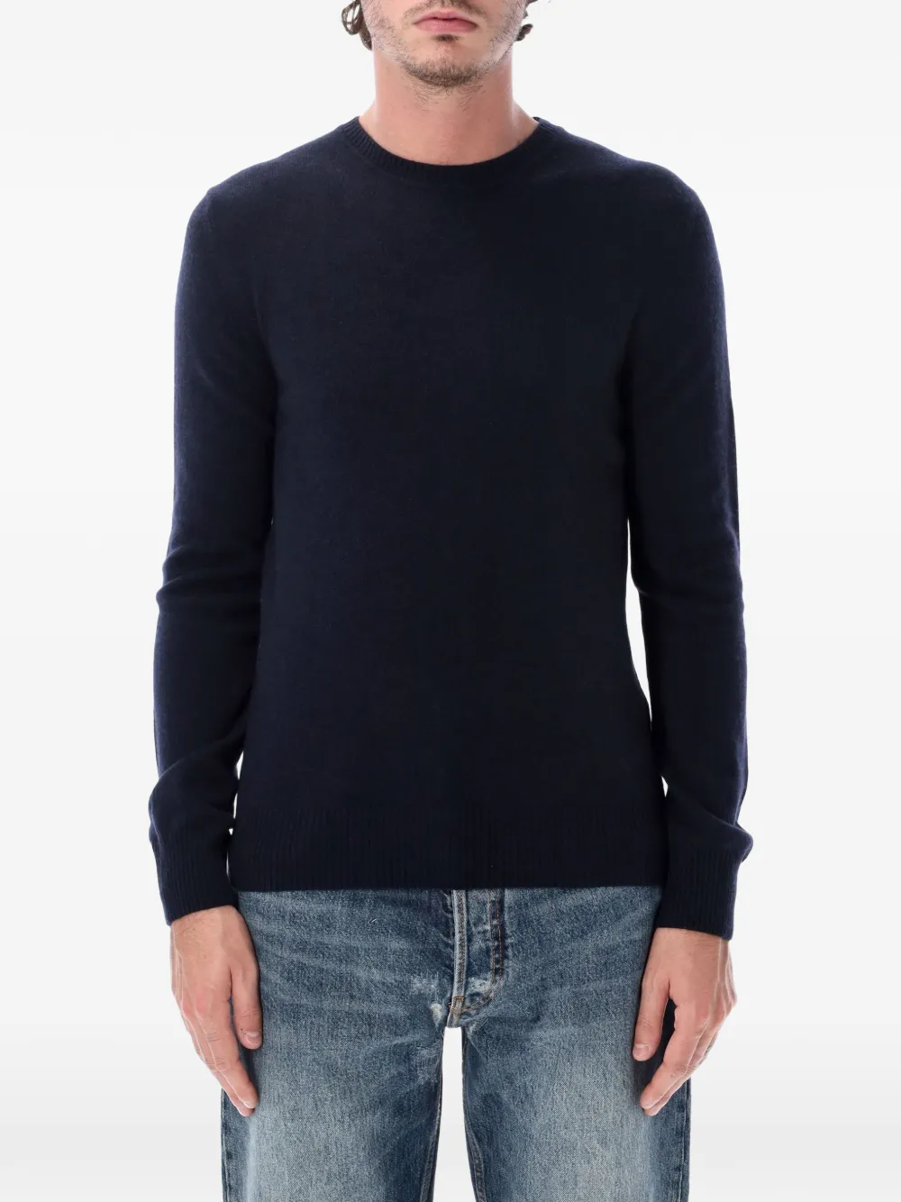 Emporio Armani plain-knit pure-cashmere jumper - Blue