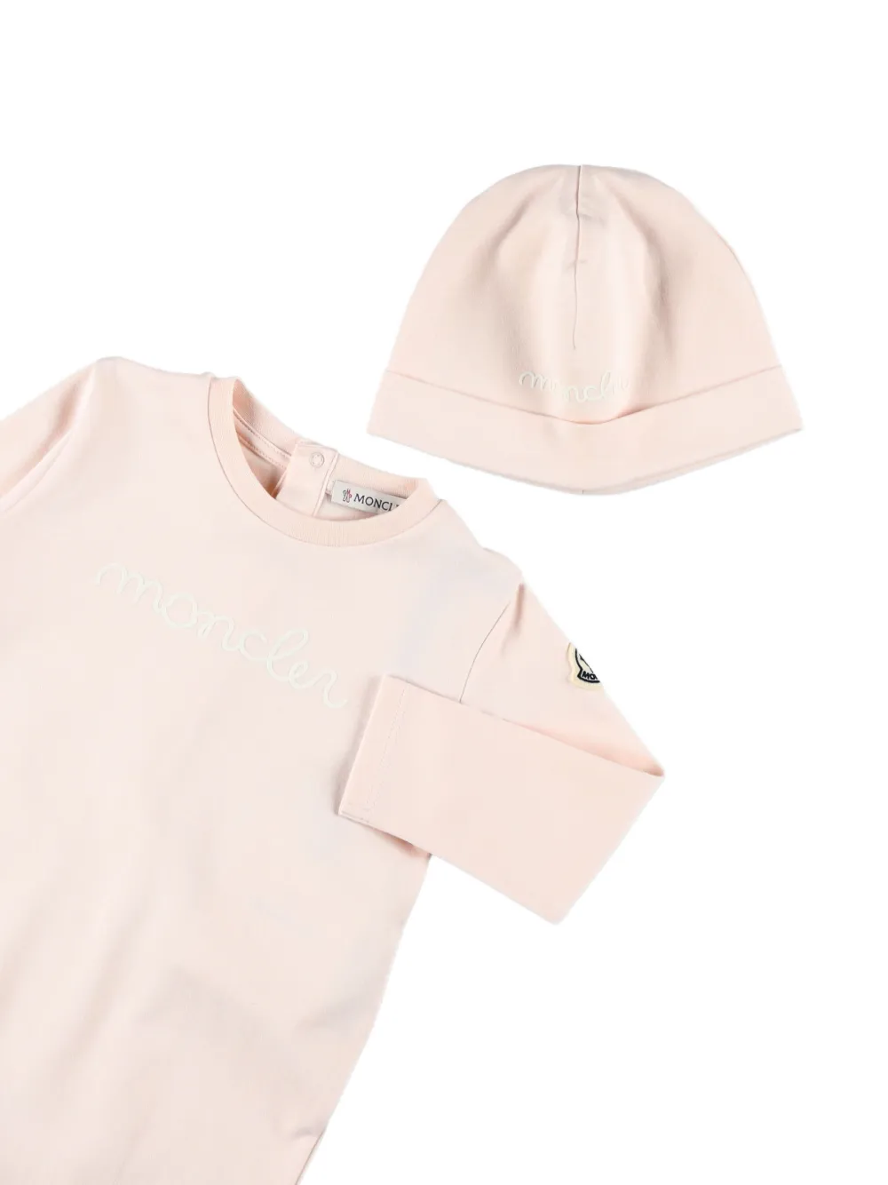 Moncler Enfant Pyjama en muts met geborduurd logo Roze