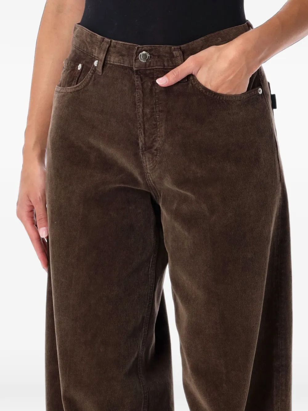 Haikure Ribfluwelen broek met wijde pijpen Bruin