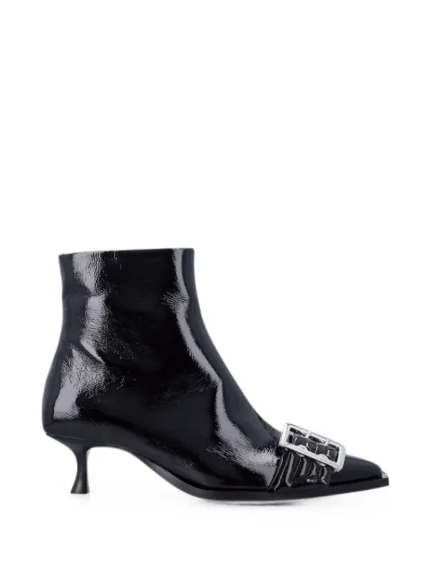 GANNI botines de charol con detalle de hebilla