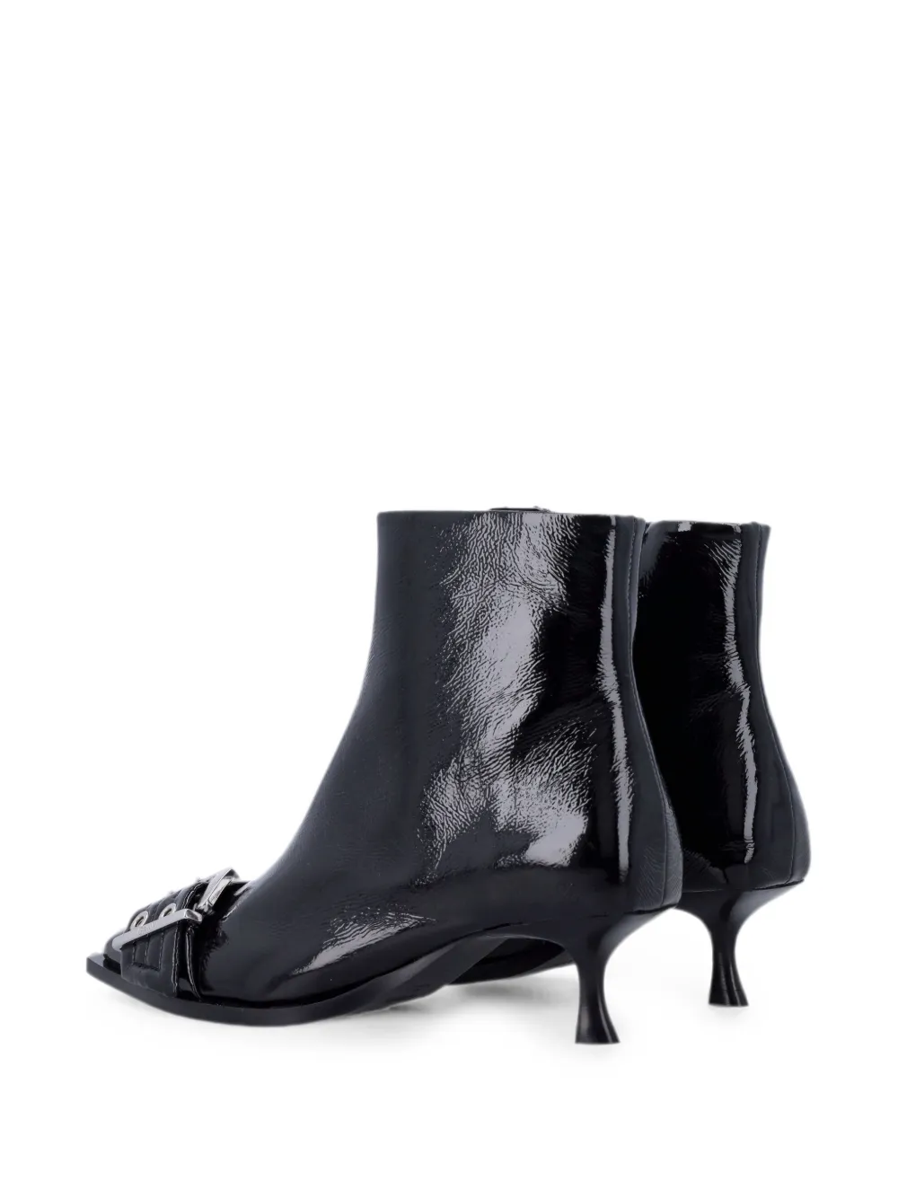 GANNI buckle-detail patent ankle boots Zwart