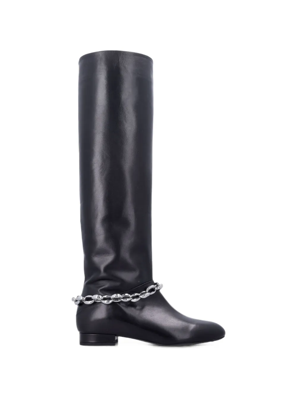 BY FAR Felix chain-embellished leather knee-high boots