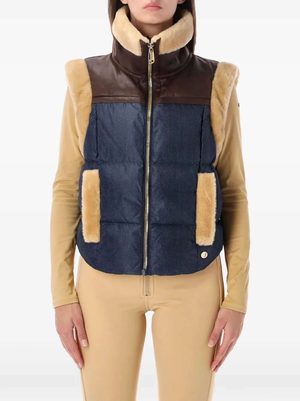 Goldbergh Aya panelled quilted gilet Blauw