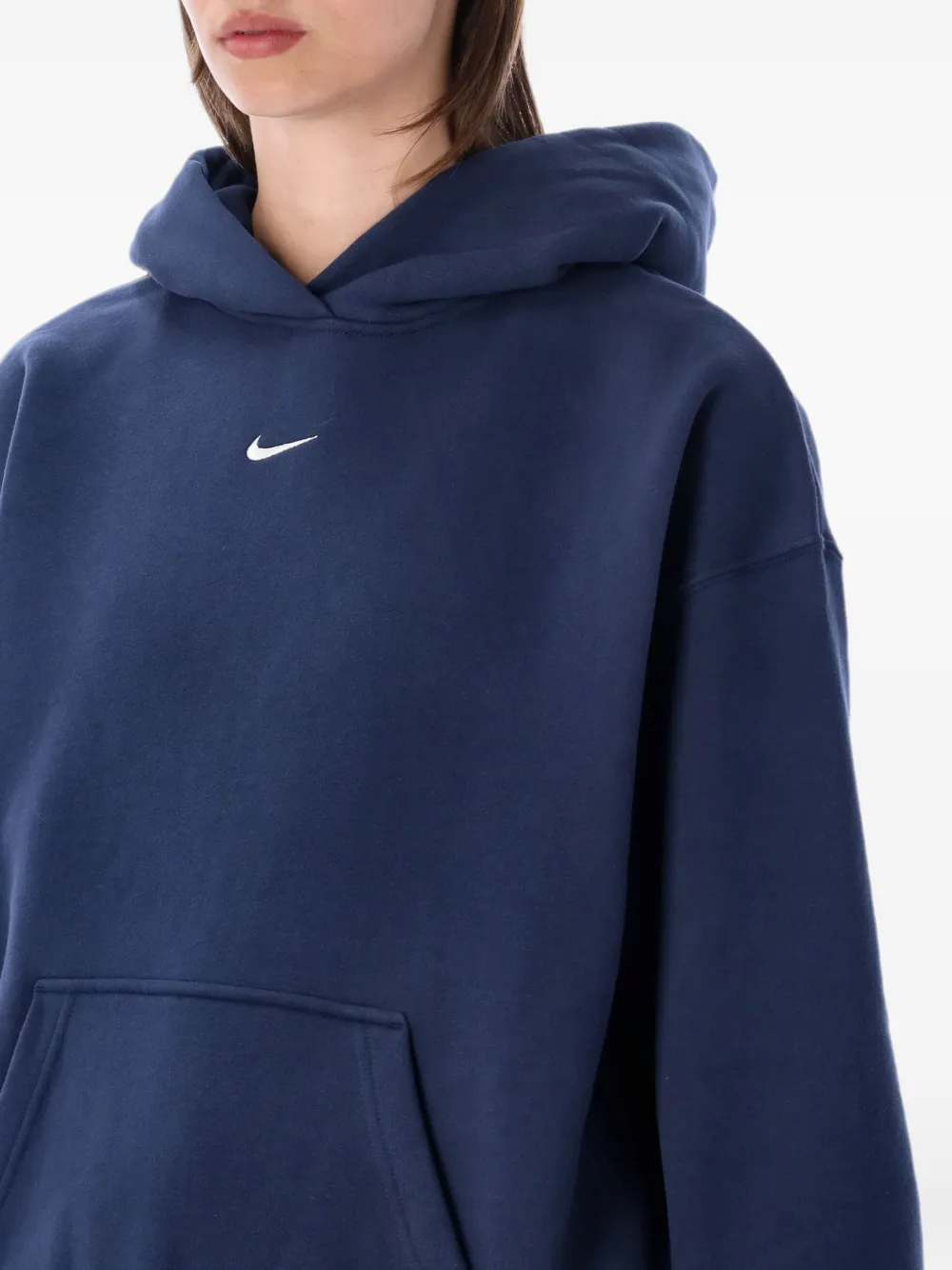 Nike logo-embroidered hoodie Blauw
